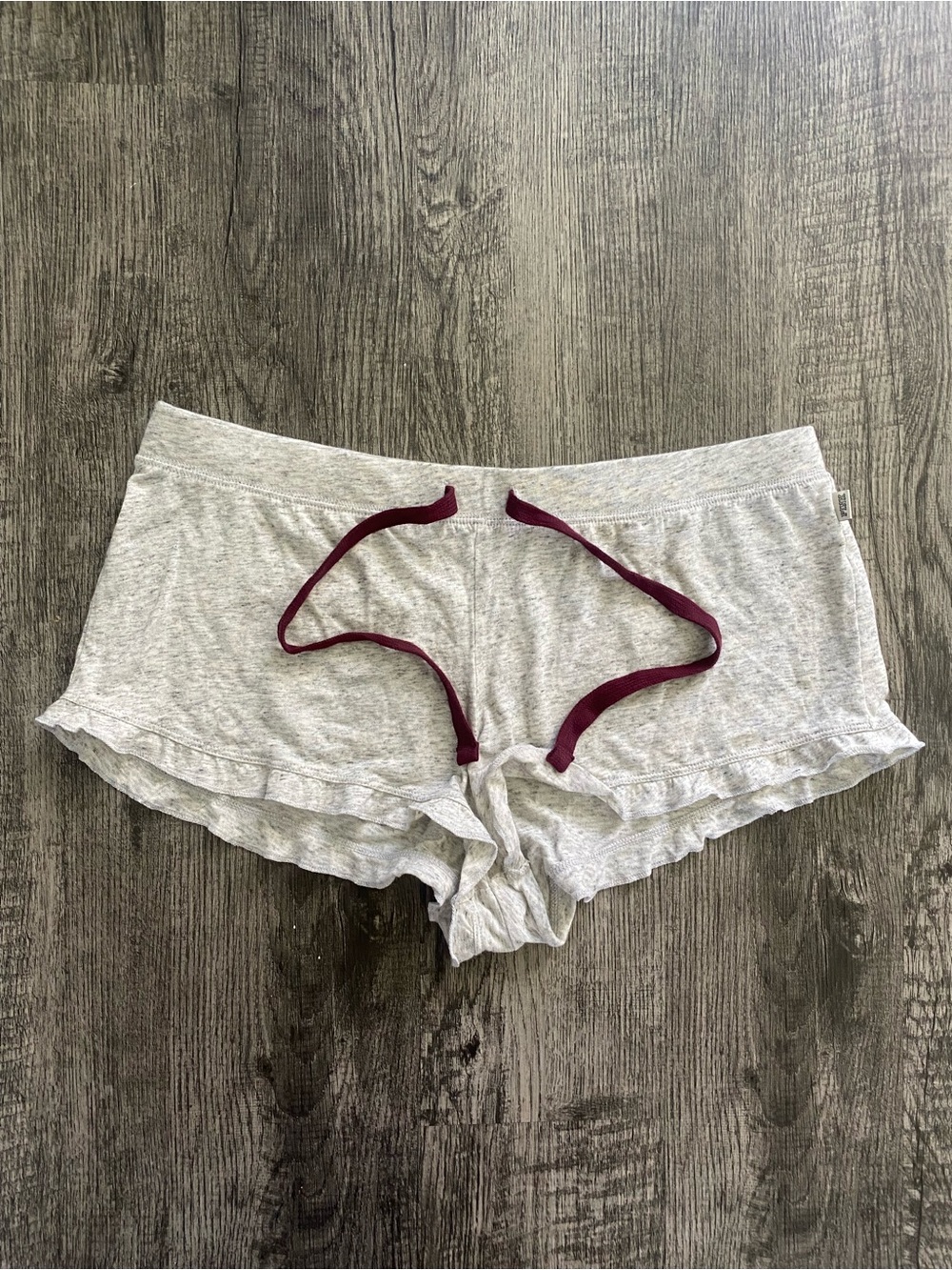 PINK Victoria’s Secret Heather Grey Ruffle Lounge Sleep Shorts - Medium NWOT